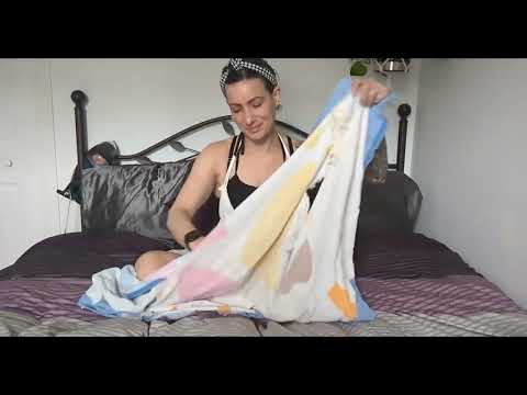 ASMR | Ripping a White Rainbow Towel | Fabric Tearing and Scratching | Cutting Material Sounds