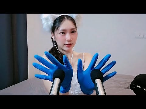 ASMR Blue Gloves Mic Scratching Tapping Touching 🧤💙