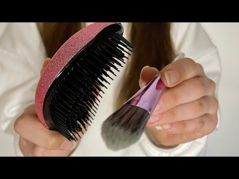 ASMR Doing your makeup + brushing your hair | actual camera touching | lo-fi | hair combing
