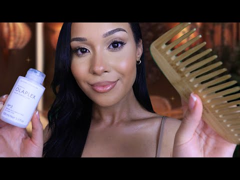 ASMR Relaxing Scalp Treatment & Spa Massage For Headaches 🌿 Hair play, Hair Brushing & Shampoo