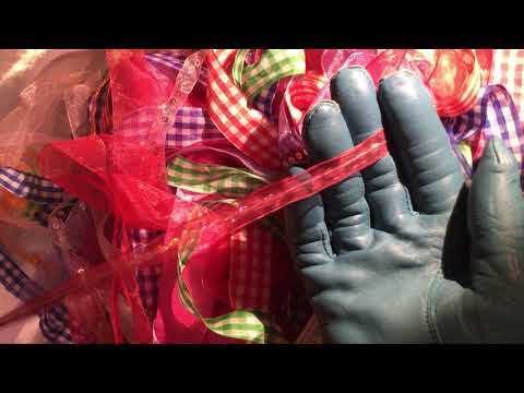 LEATHER GLOVES ✋🧡💛💚💙💜✂✂  Relaxing with Ribbon  [[ASMR]]