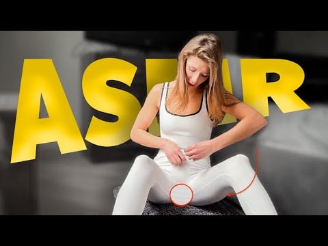 [4K USA ASMR] White Ribbed Jumpsuit Scratch & Tingle✨ Nail Sounds & Soft Mouth Triggers | No Talking
