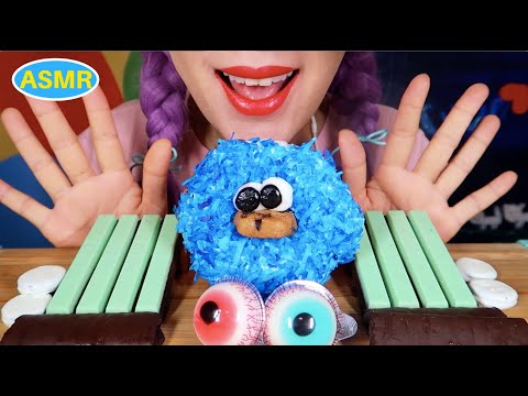 ASMR COOKIE MONSTER DONUT, KIT KAT DUO, GUMMY EYEBALL. |쿠키몬스터 도넛,킷캣 듀오, 눈알젤리|CURIE.ASMR