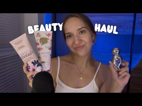 ASMR Summer Beauty Haul 💙 | Body Care & Perfumes (Tapping, Scratching, Whispers, Liquid Sounds)