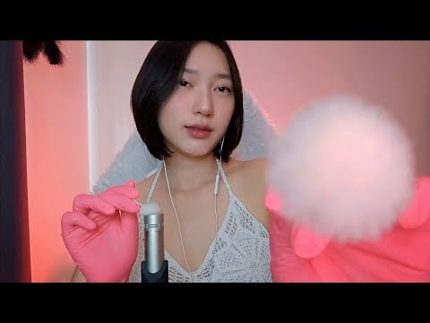 ASMR Ear Cleaning Pink Gloves 🧤🌸