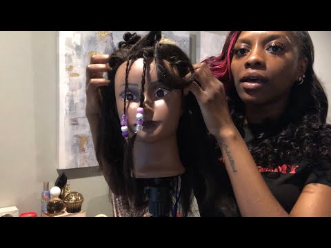 ASMR 💜 90’s Inspired Hairstyle on Mannequin (bracelet sounds + hair tingles) 