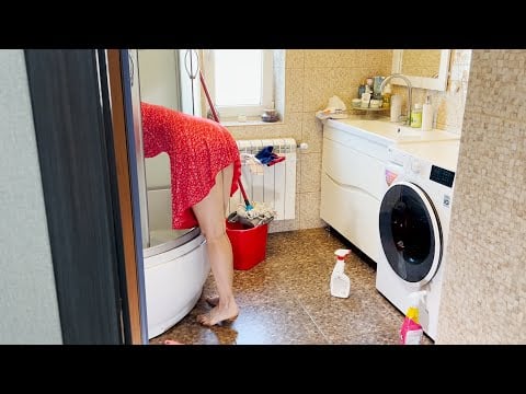 Deep Cleaning in a Red Dress 💃💦 Rubber Gloves & Sparkle ASMR
