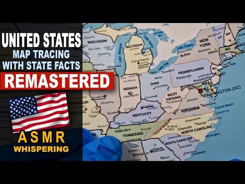 Remastered: Tracing UNITED STATES Map Outline With STATES best facts | ASMR whispered map tracing