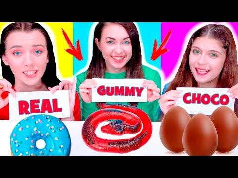 ASMR Gummy Food VS Real Food VS Jelly Food VS Chocolate Food Challenge