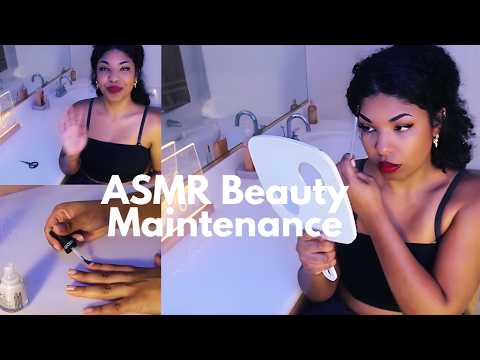 ASMR Beauty Maintenance With Gum Chewing, Eyebrows and Nails