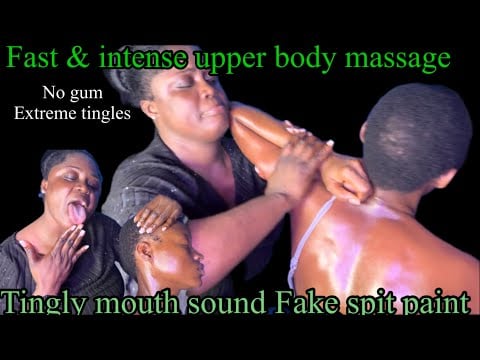 ASMR ✨Tingly mouth sound fake spit paint,Fast and intense shoulder, neck, arm and head massage.