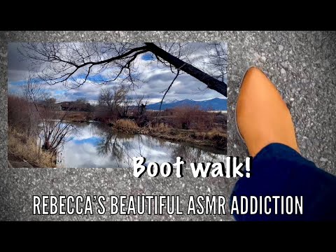 ASMR Boot Walk at Susan River! Clacky footsteps~scenic river! (Soft Spoken version)