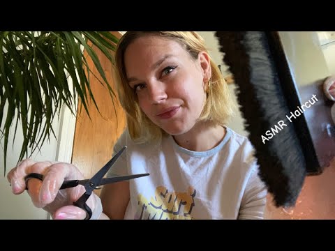 [ASMR] Fast & Aggressive Haircut With Gloves (Water Spray, Shampoo, Scissors, Brush, Towel)