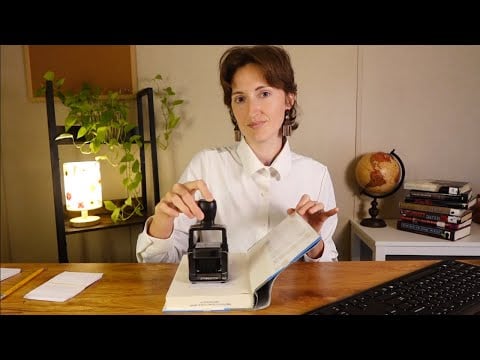 ASMR Library Roleplay (whisper, book jacket crinkles, typing & writing sounds)