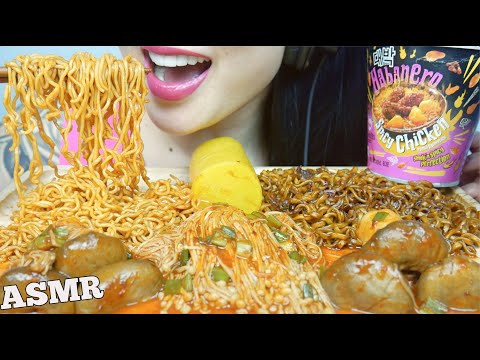 ASMR SPICY HARBANERO SPICY NOODLES Vrs SPICY BLACKBEAN NOODLES (EATING SOUNDS) NO TALKING | SAS-ASMR