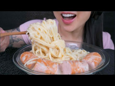 CREAMY GIANT SAUSAGE ALFREDO *UNEDITED (ASMR EATING SOUNDS) NO TALKING | SAS-ASMR