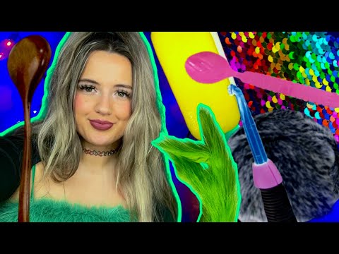 ASMR LIVE pt. 1 💚🐸🎄— mouth sounds, spoons, fluffy mic, scratching, tapping, water, lights, etc!