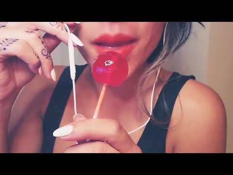 Lollipop, licking sounds, gum and some drinking sounds ASMR