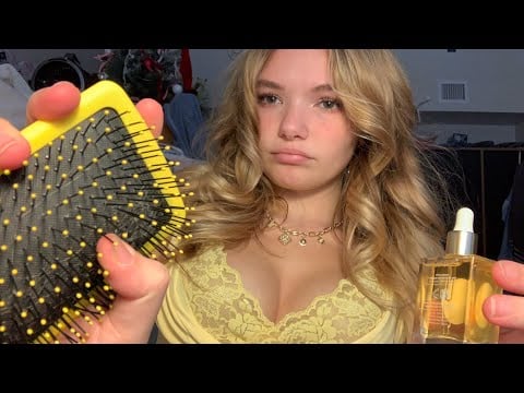 ASMR - Sassy sister does your hair before school 
