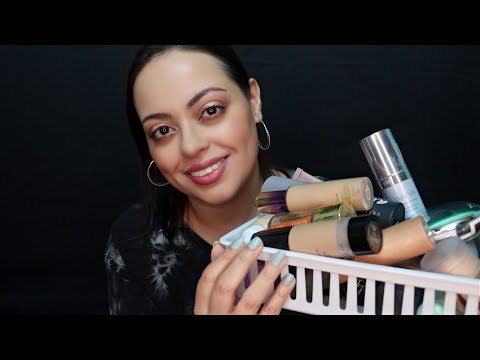 ASMR| Makeup Collection (Foundation & Primers) - Decluttering, Lid Sounds, Tapping, Liquid Sounds
