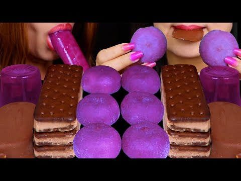 ASMR PURPLE UBE MOCHI ICE CREAM, CHOCOLATE ICE CREAM SANDWICHES, BERRY ICE CREAM BAR, GRAPE POLAPO