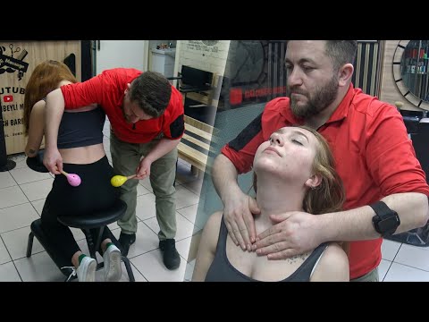 FEMALE CHEST SCRATCHING MASSAGE + LOUD CRACK+ Asmr head, back, waist, hip, palm, foot, leg massage