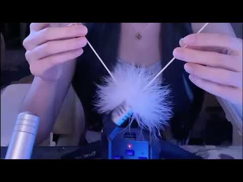 10 Triggers Ear Cleaning ASMR: Feather, Cotton Swabs, Puff & Relaxing Sounds / 1Hr (No Talking)