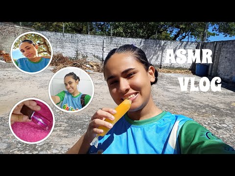 asmr vlog um dia calmo comigo último dia de colônia de férias/ganhei um gloss/despedida das crianças