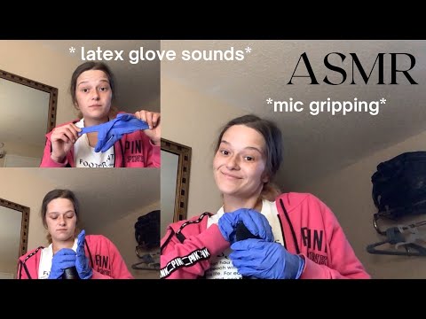 ASMR latex gloves hand movements - gripping mic with Latex gloves￼ 🧤 ￼