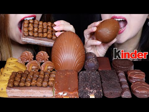 ASMR MILK VS DARK CHOCOLATE GIANT SURPRISE EGG, OREO ICE CREAM, MARSHMALLOW, CHOCO BROWNIE, KINDER먹방