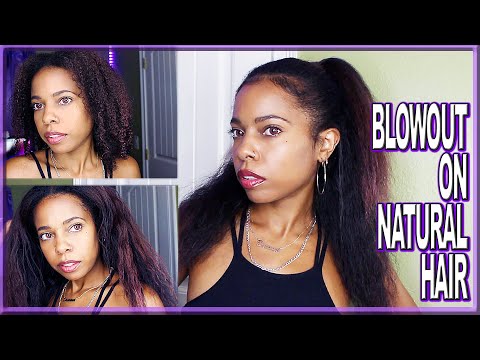 HOW I BLOW DRY MY NATURAL HAIR // Curly To Straight Blowout | Length Retention