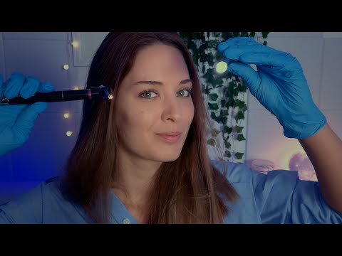 ASMR | Detailed Eye, Ears, Skin and Scalp Medical Exam | Plastic Gloves | Light (Soft Spoken)