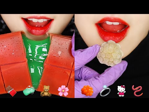 FROZEN HARIBO JELLY ASMR FROZEN WAX CANDY HONEY JELLY ASMR EMOJI FOOD ASMR 🍫