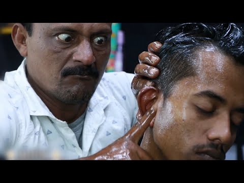 Oil Ear Finger By Big Eyes Barber | Neck Crack And Ear Crack And Nasal Bridge Crack Massage ASMR