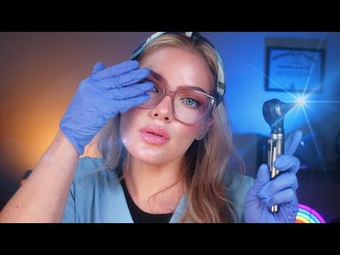 ASMR Otoscope Exam you can FEEL Beneath the Skin, Binaural Up Close Ear to Ear Whispers for Tingles