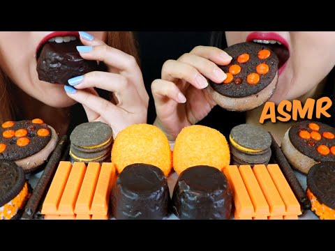 ASMR CHOCOLATE CAKE, ORANGE KITKATS, M&MS ICE CREAM, SNOBALLS, OREO ICE CREAM 먹방 | Kim&Liz ASMR