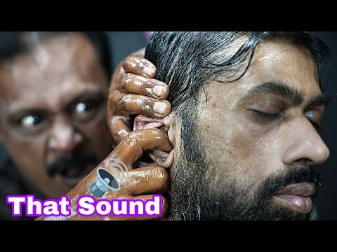 Ear Finger With Interesting ASMR Sound By Big Eyes Barber | Heavy Oil Head And Neck Massage ASMR
