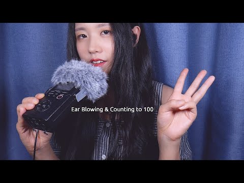 ASMR Ear Blowing & Counting to 100 | Deep Breathing Sounds | Slow Counting Numbers In English | 1Hr