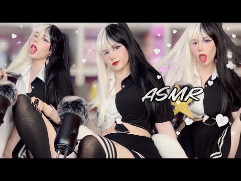 ASMR Scratching Fabric 🤍🖤 (Black & White Outfit)