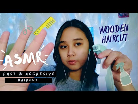ASMR | Fast & Little bit Aggresive 🤏 Haircut Roleplay 💇‍♂ Wooden Haircut (Using Wooden Toys) RP Asmr