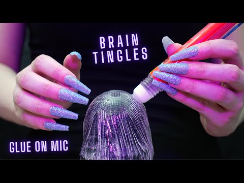 Asmr Glue on Mic | Intense Brain Melting Asmr No Talking for Sleep & Relaxation with Long Nails - 4K