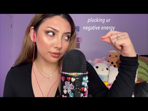 ASMR Plucking your negative energy + positive affirmations 💕✨ | Whispered