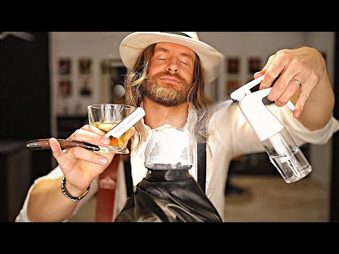 💈ASMR💈 Drunk Barbershop Haircut and Hot Towel Shave ✂️🪒