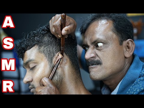 Wood Stick Rhythmic ASMR Massage By Big Eye Barber | Neck Crack & Ear Crack ASMR | Oil Massage ASMR