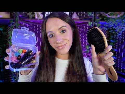 ASMR / Playing With Your Hair (layered sounds, hair brushing, clipping, scalp scratching)