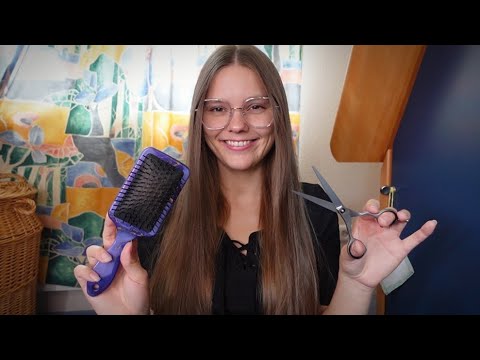 ASMR Hair Cutting & Hair Brushing (Whisper) | Cutting & Brushing My Hair (Haircut ASMR)