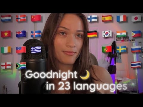 ASMR "Goodnight" in Different Languages 😴 (up-close visual triggers + tingly/cupped whispering)