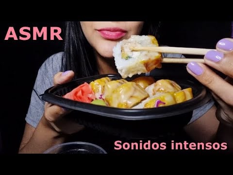 ASMR COMIENDO SUSHI 🍣| Sonidos de comida intensos y jugosos | boca abierta | ASMR en Español