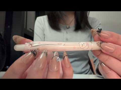 asmr | nails tapping, tracing, stationery, etc.