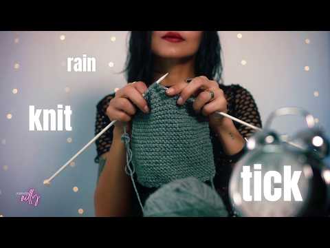 Knitting ASMR 🧶 Rain Sounds & Ticking Clock | No Talking